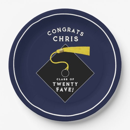 Abschluss 2025 Navy Blue Pappteller (Vorderseite)