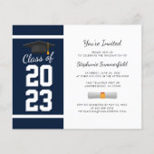 Abschluss 2025 Navy Blue Party Einladung (Vorderseite)