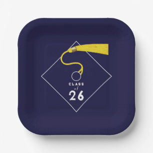 Abschluss 2025 Navy Blue Party Pappteller