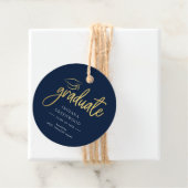 Abschluss 2025 Navy Blue Script Custom Geschenkanhänger (Beispiel)