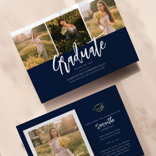 Abschluss 2025 Navy Blue und White Script Ankündigung