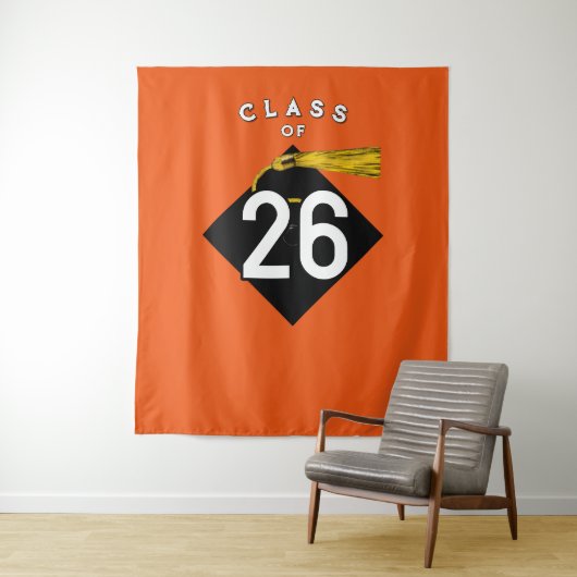 Abschluss 2025 Orange Foto Hintergrund Wandteppich (Beispiel)