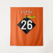 Abschluss 2025 Orange Foto Hintergrund Wandteppich (Vorderseite)