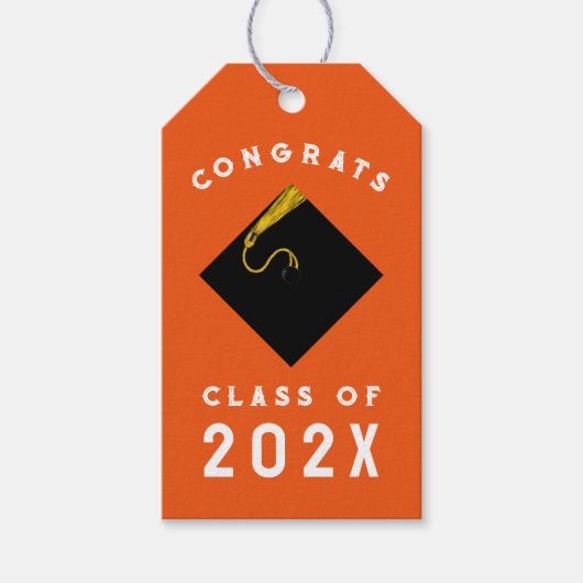 Abschluss 2025 Orange Geschenkanhänger (Vorderseite)