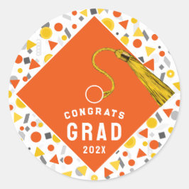 Abschluss 2025 Orange Runder Aufkleber