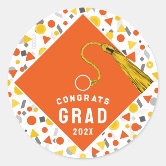 Abschluss 2025 Orange Runder Aufkleber (Vorderseite)