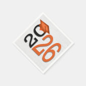 Abschluss 2025 Orange und Black On Wood Serviette (Ecke)