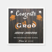 Abschluss 2025 Orange & White Blurred Text Serviette (Vorderseite)