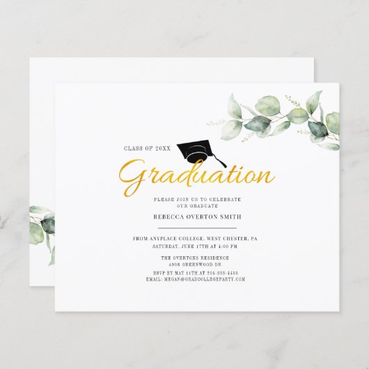 Abschluss 2025 Party Einladung Wasserfarbe (Vorne/Hinten)