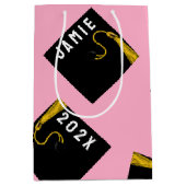 Abschluss 2025 Pink Medium Geschenktasche Mittlere Geschenktüte (Vorderseite)