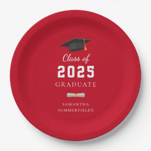 Abschluss 2025 Red White Grad Custom Pappteller
