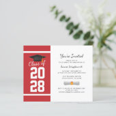Abschluss 2025 Red White Grad Party Einladung (Stehend Vorderseite)