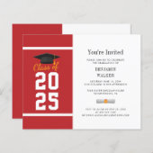 Abschluss 2025 Red White Grad Party Einladung (Vorne/Hinten)