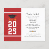 Abschluss 2025 Red White Grad Party Einladung (Vorderseite)