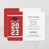 Abschluss 2025 Red White Grad Party Einladung (Vorne/Hinten)