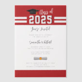 Abschluss 2025 Red White Script Grad Party Pergament Einladungen (Vorderseite)