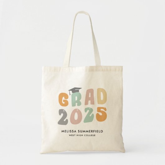 Abschluss 2025 Retro Personalisierte Uni Grad Tragetasche (Vorne)
