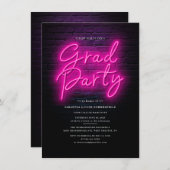 Abschluss 2025 Rosa Neon Grad Party Einladung (Vorne/Hinten)