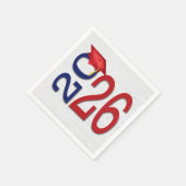 Abschluss 2025 Rot und Blau auf Holz Serviette (Ecke)