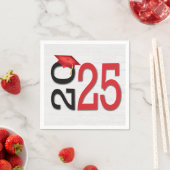 Abschluss 2025 Rot und Schwarz auf Holz Serviette (Beispiel)