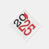 Abschluss 2025 Rot und Schwarz auf Holz Serviette (Ecke)