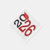 Abschluss 2025 Rot und Schwarz auf Holz Serviette (Ecke)