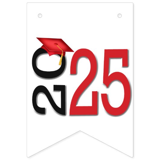 Abschluss 2025 Rot und Schwarz Wimpelkette (Zweite Fahne)