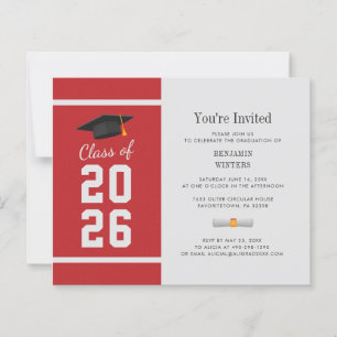 Abschluss 2025 Rote Grad Party Einladung