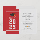 Abschluss 2025 Rote Grad Party Einladung (Vorne/Hinten)