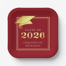 Abschluss 2025 Rote Imitate Metallic Gold