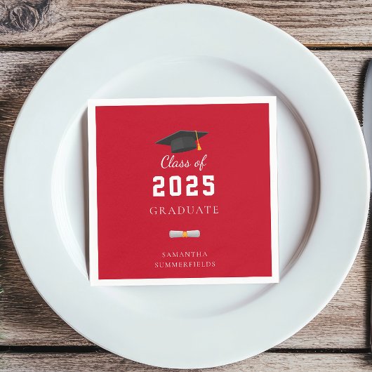 Abschluss 2025 rotes Weißbuch Serviette