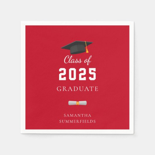 Abschluss 2025 rotes Weißbuch Serviette (Vorderseite)