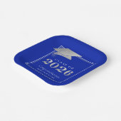 Abschluss 2025 Royal Blue Imitats Metallic Silver Pappteller (Gewinkelt)