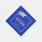 Abschluss 2025 Royal Blue Imitats Silver Serviette (Ecke)