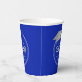 Abschluss 2025 Royal Blue Silver Personalisiert Pappbecher (Rechts)