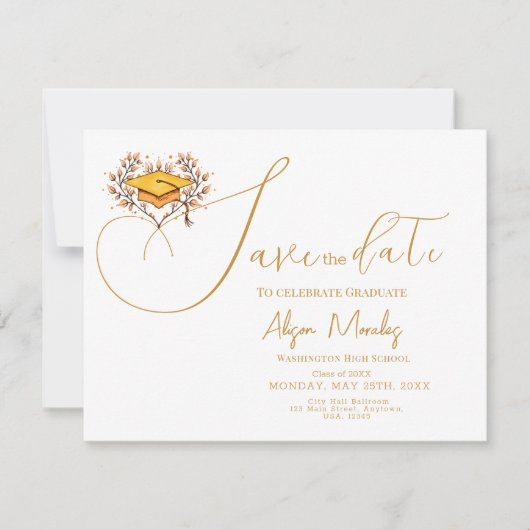 Abschluss 2025 Save the Date Gold Cap (Vorderseite)