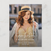 Abschluss 2025 Save the Date Grad Foto Ankündigungspostkarte (Vorderseite)