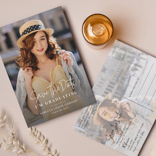Abschluss 2025 Save the Date Grad Foto Ankündigungspostkarte