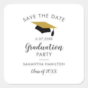 Abschluss 2025 Save the Date Graduate Party Quadratischer Aufkleber