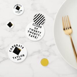 Abschluss 2025 Schwarz und Gold Konfetti