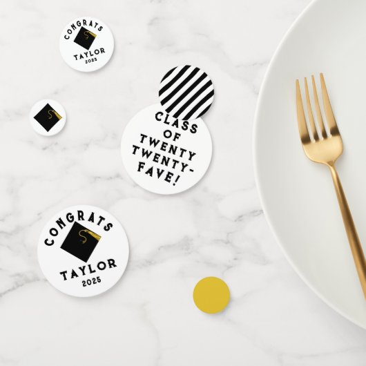 Abschluss 2025 Schwarz und Gold Konfetti (Gruppe)