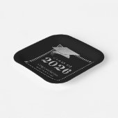 Abschluss 2025 Schwarze Imitate Metallic Silver Pappteller (Gewinkelt)