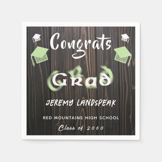 Abschluss 2025 Schwarzer/Weißer Text Serviette (Vorderseite)