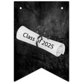 Abschluss 2025 - Schwarzes Leder und Diplome Wimpelkette (Erste Fahne)