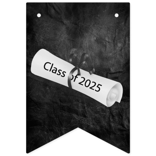 Abschluss 2025 - Schwarzes Leder und Diplome Wimpelkette (Erste Fahne)