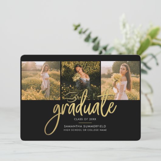 Abschluss 2025 Schwarzes Script Ankündigung (Stehend Vorderseite)