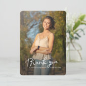 Abschluss 2025 Script Foto Grad Party Dankeskarte (Stehend Vorderseite)