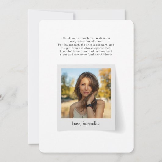 Abschluss 2025 Script Foto Grad Party Dankeskarte (Rückseite)