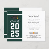 Abschluss 2025 Script Green Grad Party Einladung (Vorne/Hinten)