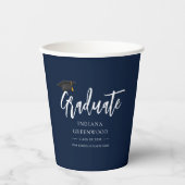 Abschluss 2025 Script Navy Blue Paper Pappbecher (Vorderseite)